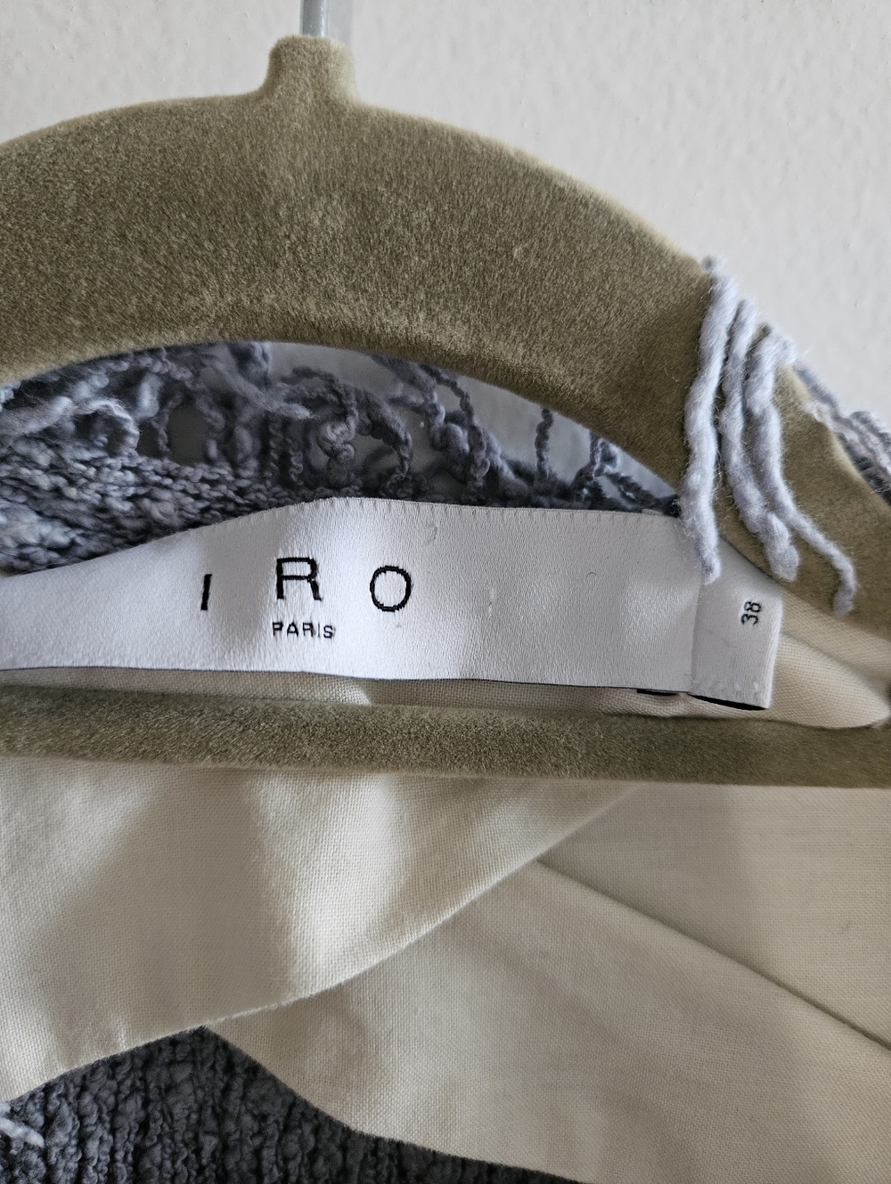 IRO Shavani Size 38 Frayed Open-Front Knit Cardigan - Light Gray - Picture 3 of 5